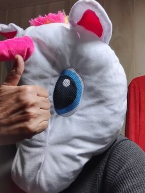 Unicorn Costume Headpiece - White and Pink Plush